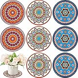 6 Pcs Boho Plant Pot Mat Absorbent Non Slip Round Pot Coaster Pad Gardening Indoor Outdoor Flower Plant Protect for Table Desk Floor, 5.9 Inches