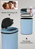 Vista 3 de MKDLUFEI Bote de basura automático de 13 galones, sensor de movimiento, sensible al tacto, acero inoxidable cepillado, diseño silencioso, alta