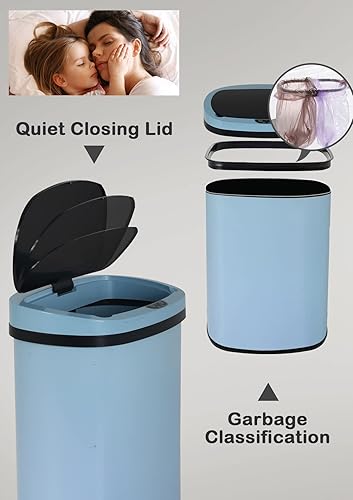 Miniatura 3 de MKDLUFEI Bote de basura automático de 13 galones, sensor de movimiento, sensible al tacto, acero inoxidable cepillado, diseño silencioso, alta