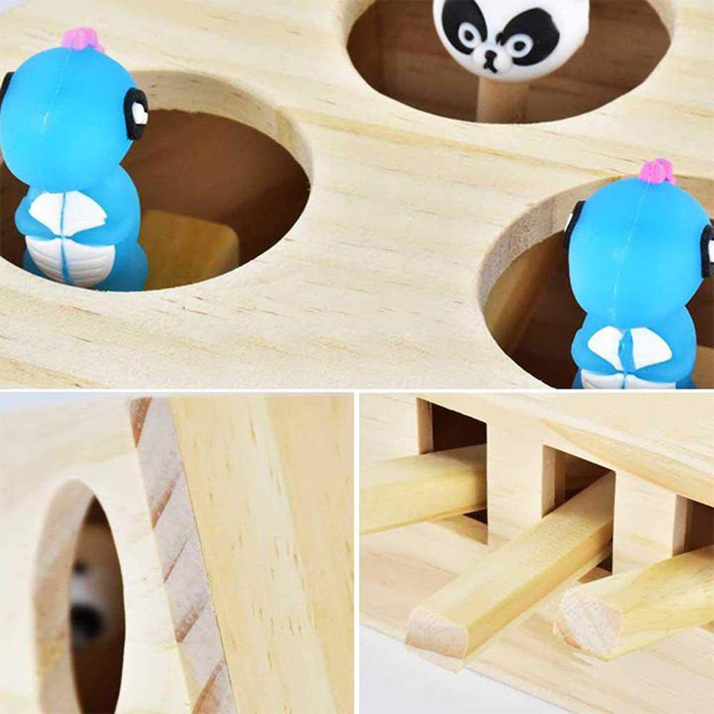 Bewegliches Katzenspielzeug,Interaktives Spielzeug für Katzen Whack Mole Maus Trainieren Jagd Crazy Intelligenz-Beschäftigungsspielzeug,Wooden Cat Hunt Toy Kätzchen Spielzeug (C)