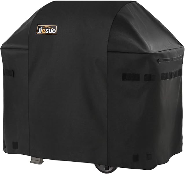 JIESUO BBQ Gas Grill Cover for Weber Spirit and Spirit II 210: Heavy Duty Waterproof 48 Inch 2 Burner Weather Resistant Ripstop Outdoor Barbeque Grill Covers