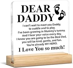Dad Daddy to Be Gifts for First Time Dad, Gifts for New Dad First Fathers Day, New Daddy Acrylic Plaque Sign with Wooden Stand Home Office Decor