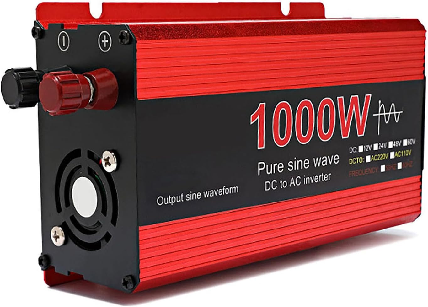 Pure Sine Wave Power Inverter DC 12V/24V to AC 110V/220V Converter 3000W/2200W/1600W/1000W Intelligent Safe Protections Power Inverter with AC Outlets(Size:12V-110V,Color:1000W)