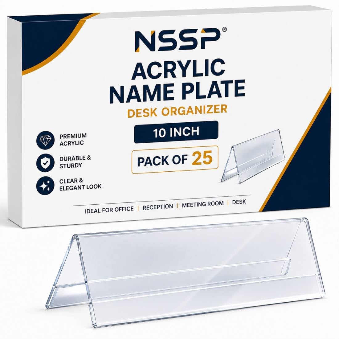 Acrylic Table Desk Name Plate | 10 Inch (Pack of 5, Clear Acrylic) | Elegant & Durable Design | Suiable for Home, Office, Restaurant & Reception — Amazon image 8