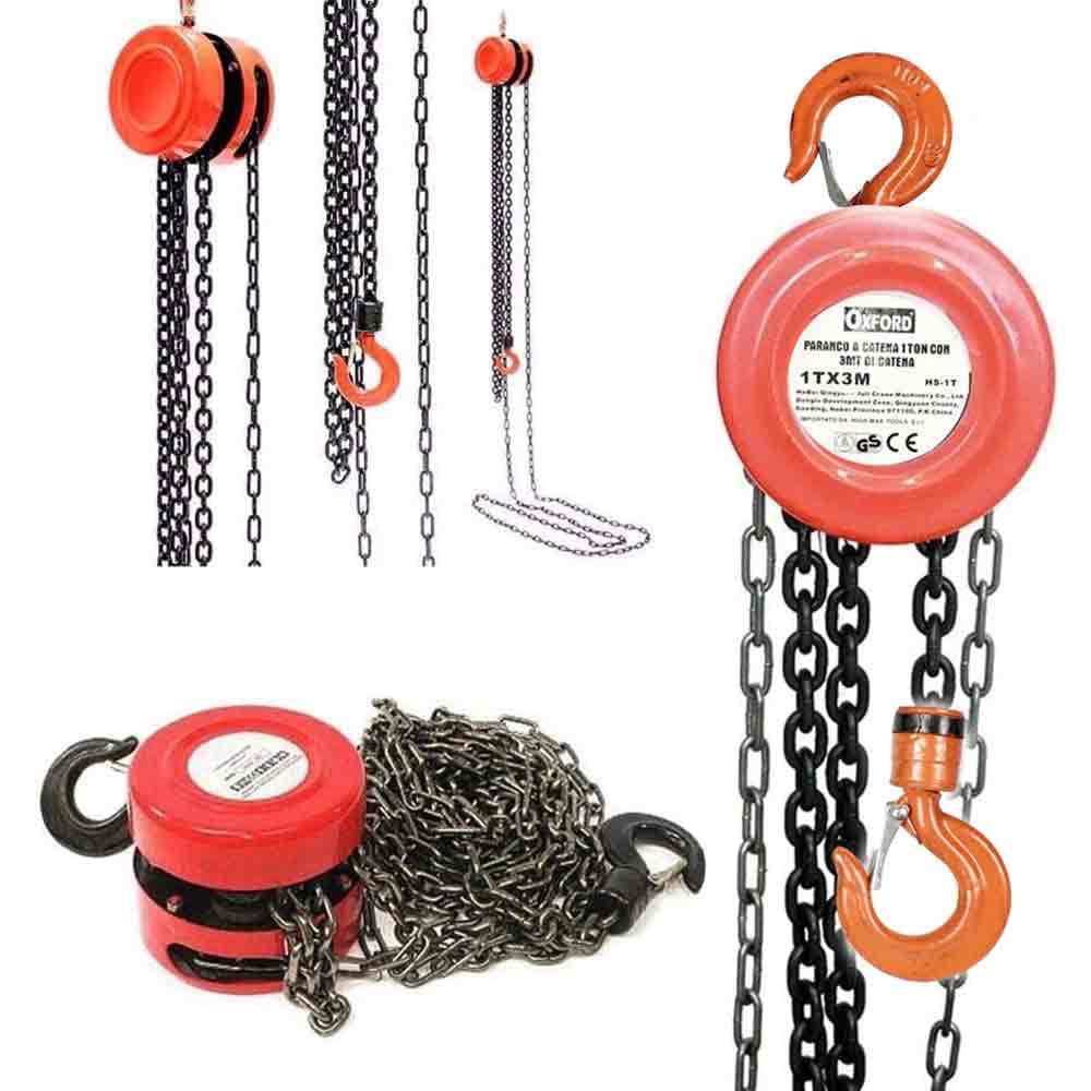Vetrineinrete® Paranco manuale a catena 3 metri portata max 1000 kg con gancio girevole e frizionato argano sollevatore 1 ton fai da te P33