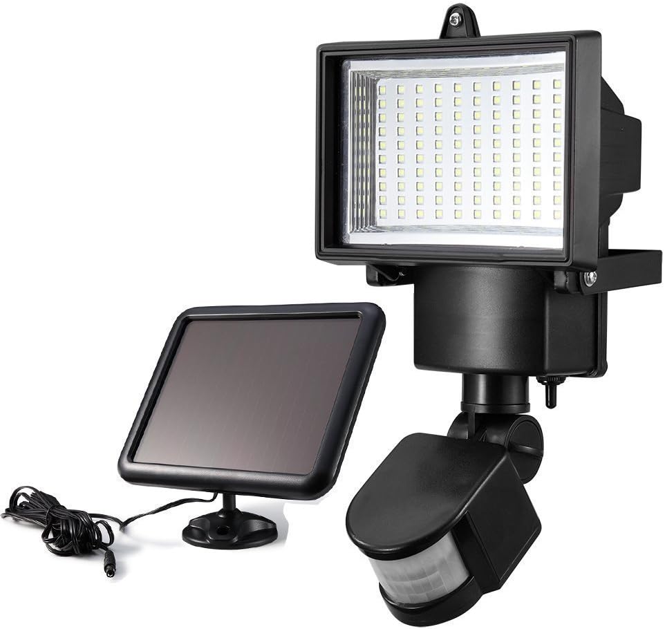 100 LED Solar Powered PIR Motion Sensor Security Flood Light Outdoor Garden Wall [Energy Class A+++]