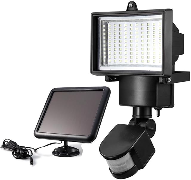 100 LED Solar Powered PIR Motion Sensor Security Flood Light Outdoor Garden Wall
