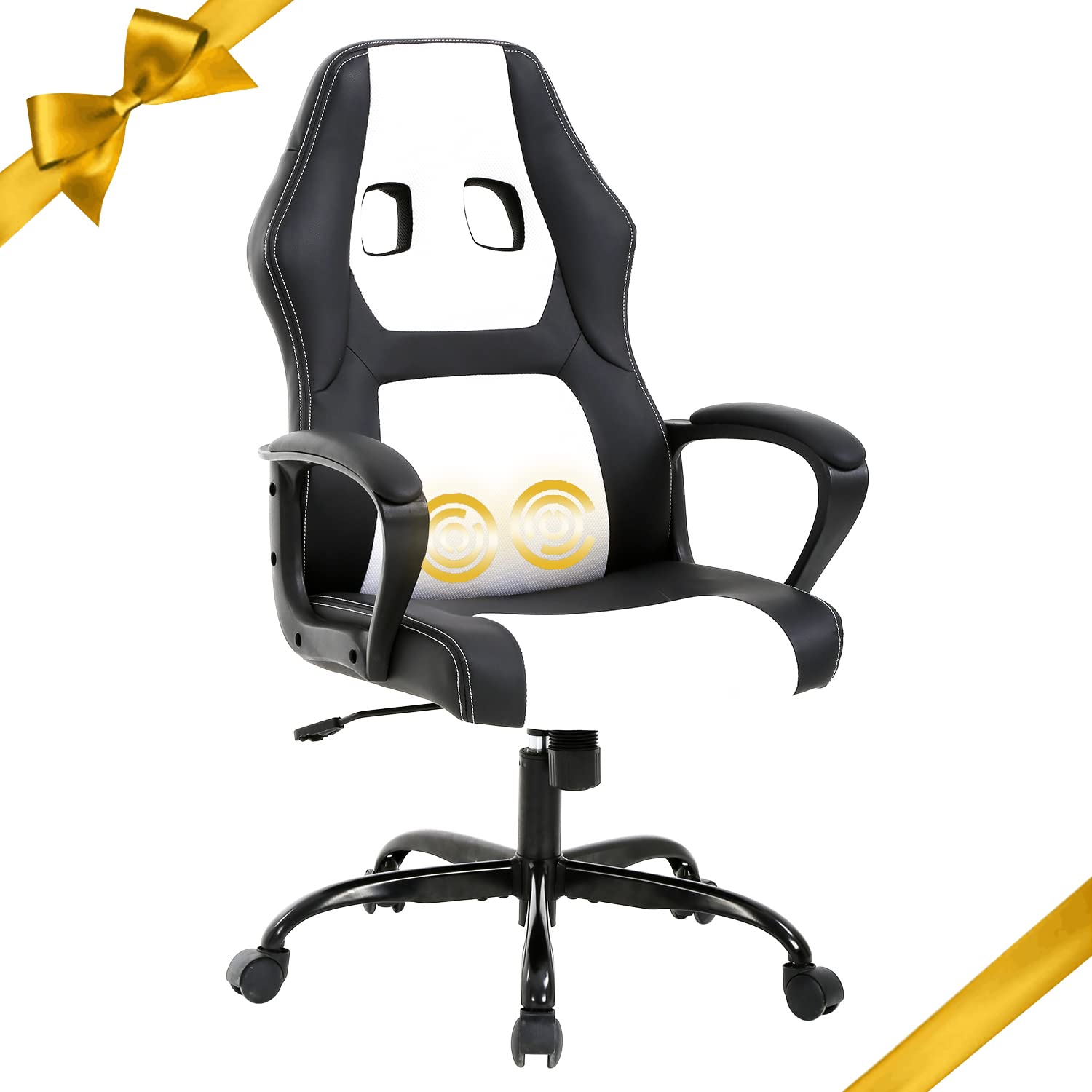 Gaming Chair Ergonomic Office Chair, High Back Racing Desk Chair with Lumbar Support Armrest, Adjustable Massage Reclining Computer Chair PU Leather