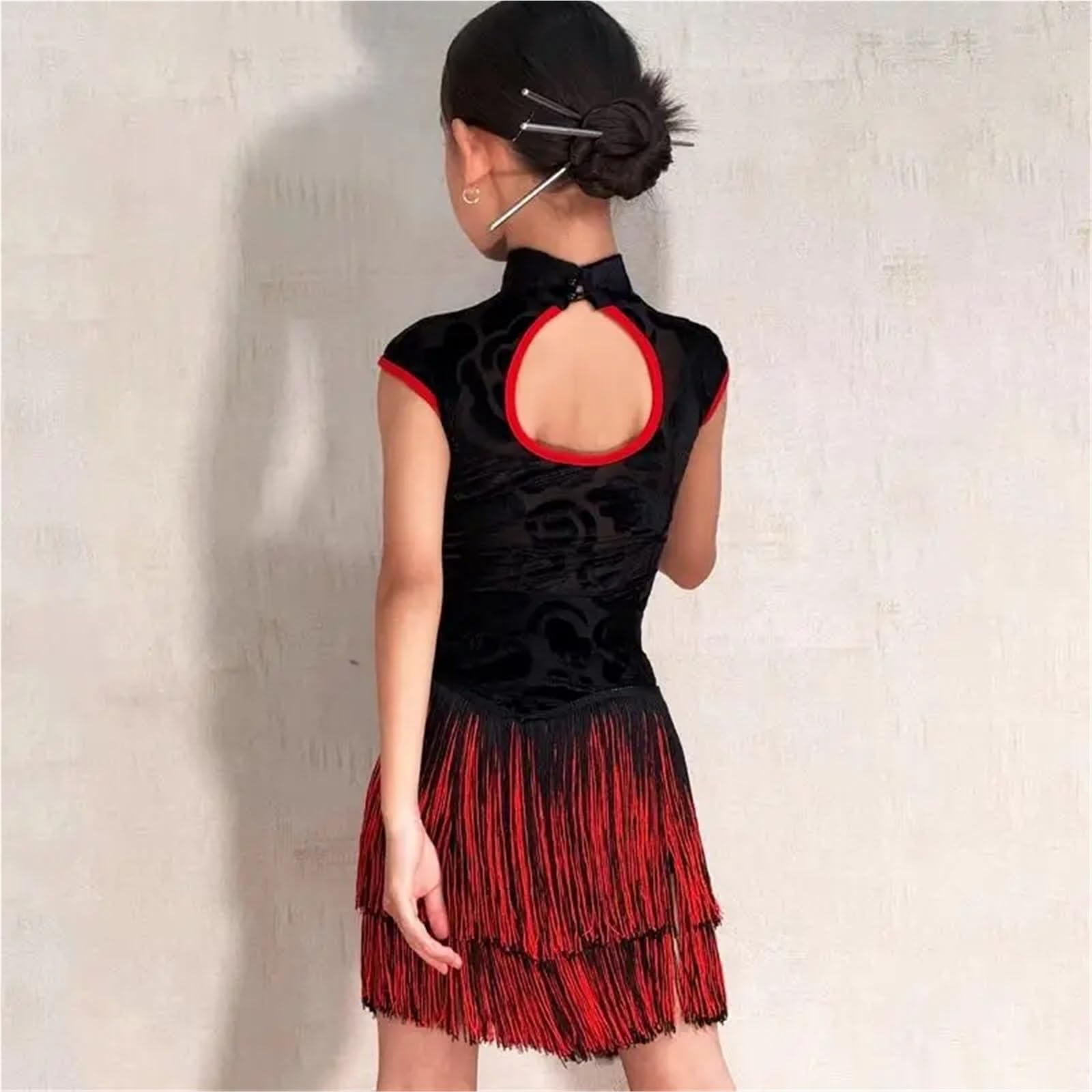 Reglamento de competición rendimiento traje entrenamiento baile latino for niñas. Vestido Ropa adecuada para patinaje latino y artístico