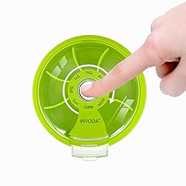 INVODA Weekly Pill Organizer 7 Compartment Rotating Pill Box for Daily Medication & Vitamins - Portable Travel Pill Case Fish Oil Supplements Vitamins Organizer (Orange)