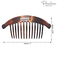 Vista 6 de Parcelona Par de peines laterales entrelazados de arco francés extra grande con carcasa marrón tortuga de 13 dientes