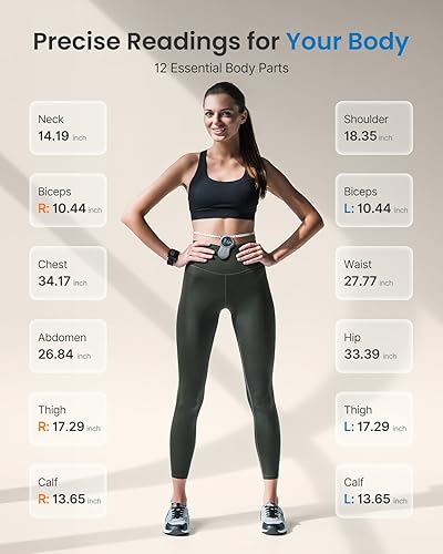 Miniatura 4 de RENPHO Cinta métrica inteligente con pantalla grande, cinta métrica de cuerpo Bluetooth con aplicación para pérdida de peso, forma de fitness,