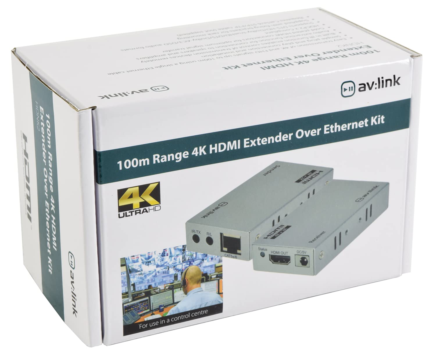 AV:Link Ultra HD 4K HDMI Extender sobre un solo cable Cat5e/6 hasta 100 metros, función IR incorporada que permite el control