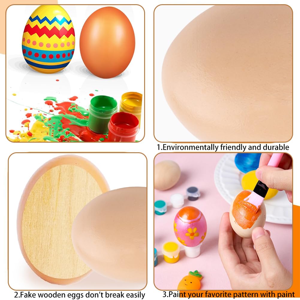 Huevos de Madera Falsos para Gallinas, 5 Piezas Huevos Simulados Realistas