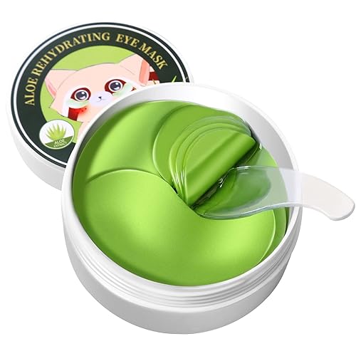 60 máscaras de aloe vera para debajo de los ojos, reducen los ojos hinchados y las ojeras, se ven jóvenes con una piel firme y mejorada debajo de