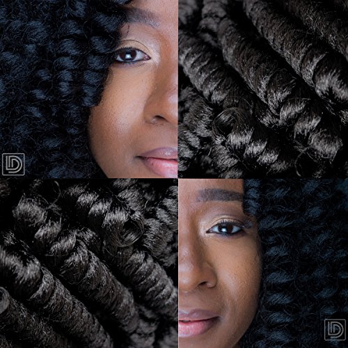 Precurled 100% Kanekalon Spirals for Crochet Braids Ready for Installation Box Contains 100 curls (Color #1B) with Crochet Hook