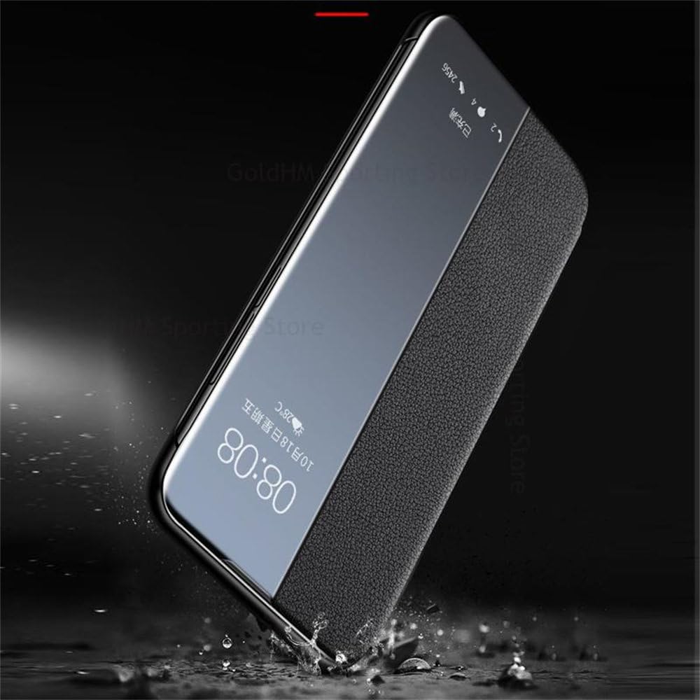 for Samsung S24 Ultra Leather Flip Clear Phone Case for Galaxy S23 Ultra S22 S21 S20 Note 20 Protective Cover,Blue,for Samsung S24Ultra