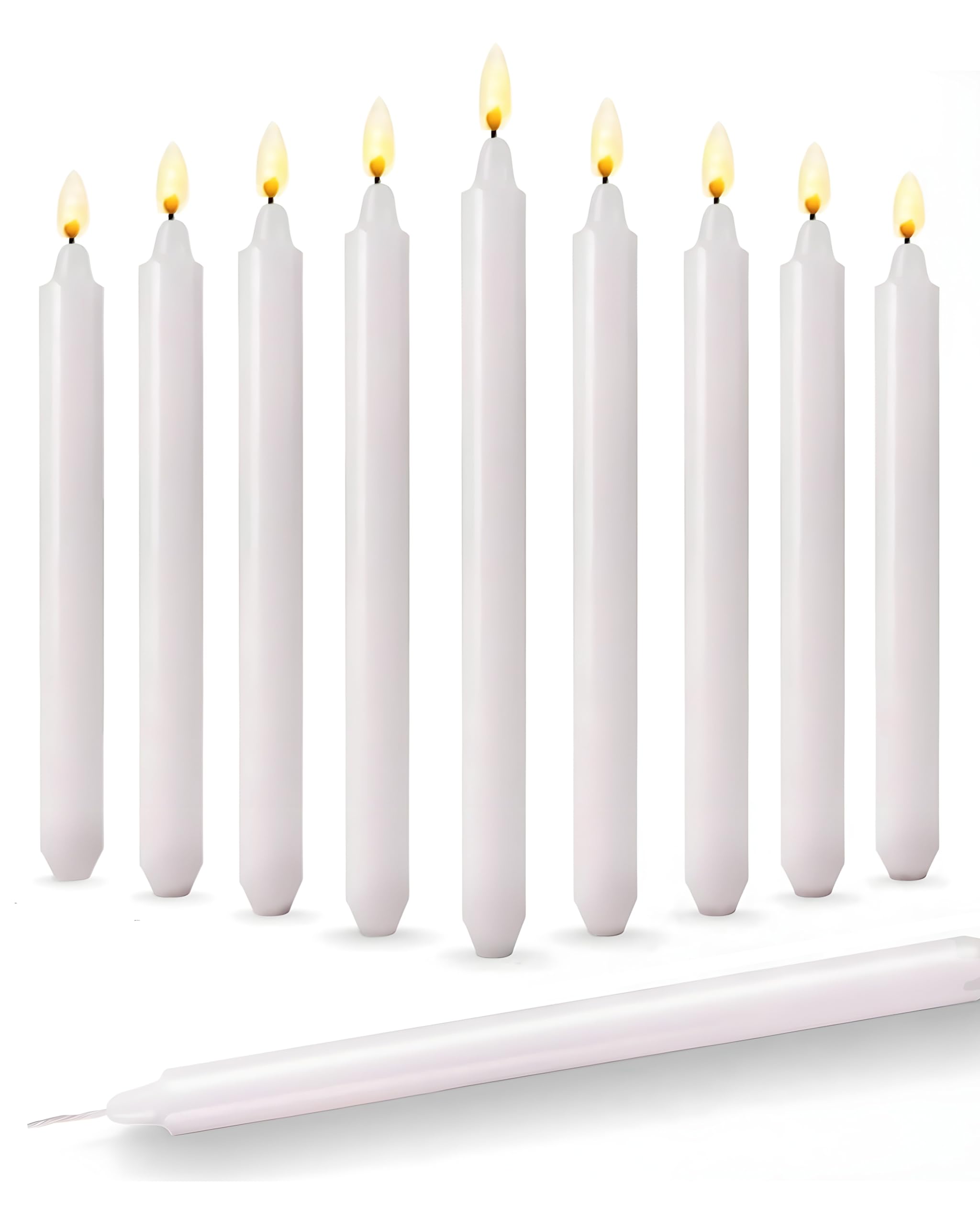 OShadow - Candele affusolate – Confezione da 10 candele senza profumo, 20 cm, progettate specificamente per il portacandele OShadow