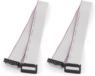 Aexit 2pcs FC16P Audio & Video Accessories IDC 16-Pin Hard Drive Extension Wire Flat Connectors & Adapters Cable 30cm