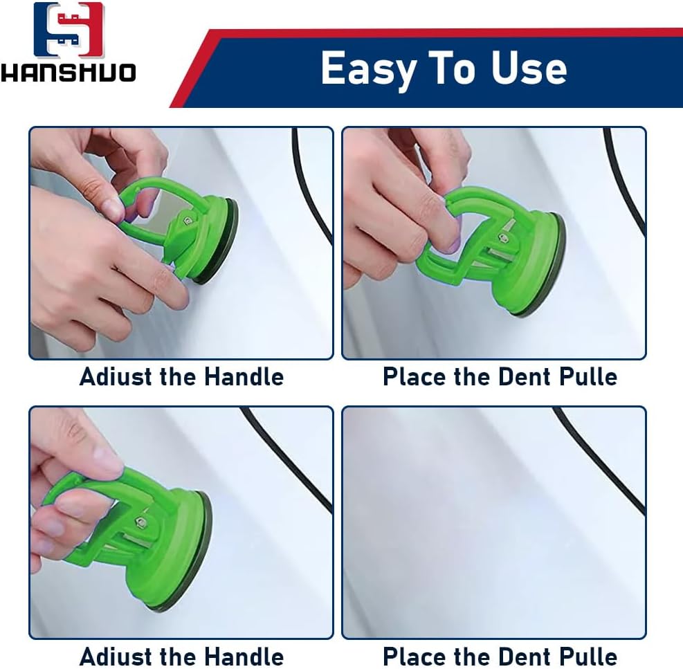 Dent Puller, Car Dent Puller Kit, 3 Pack Car Dent Puller Handle Lifter, Dent Remover Tool for Car Dent Repair, Suction Cup Dent Puller and No Paint Dent Repair Kit for Car Body Dent. (3Pcs Green)