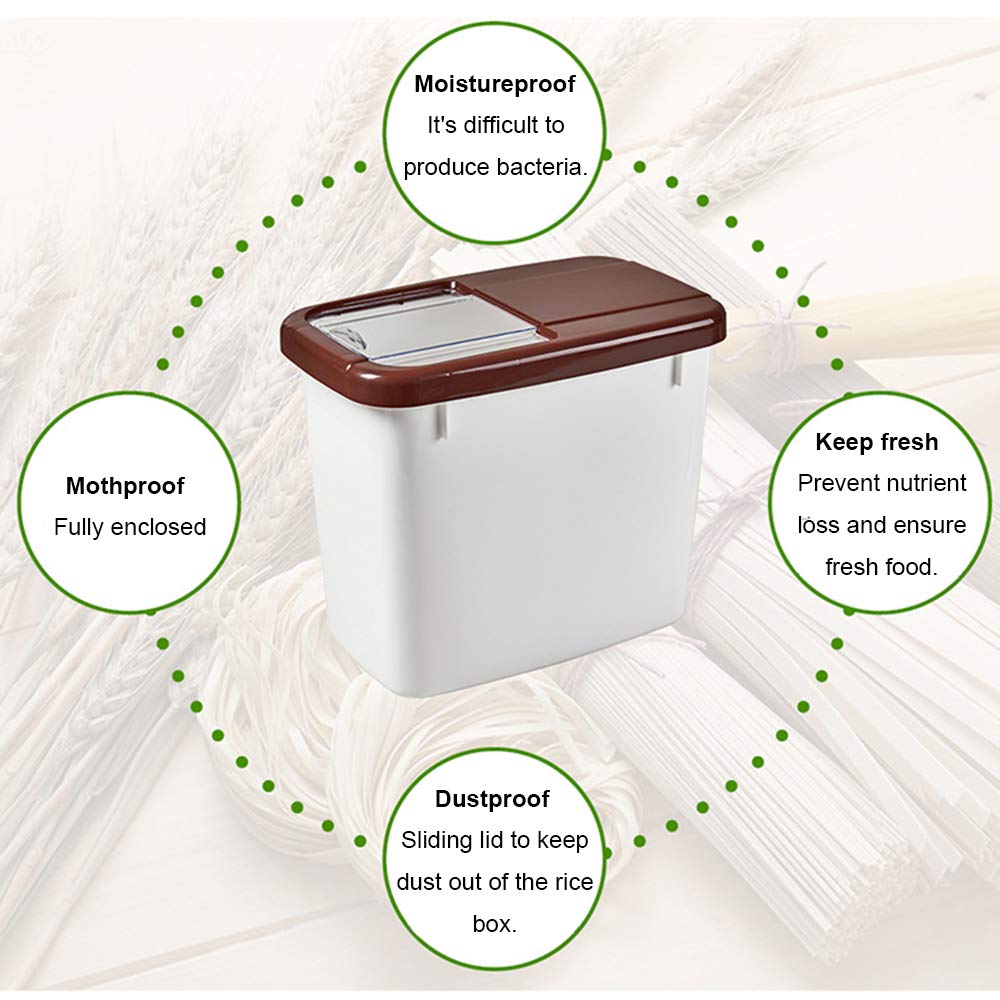 Baffect Rice Container Sealed with Sliding Lid,10kg Rice Box Cereal