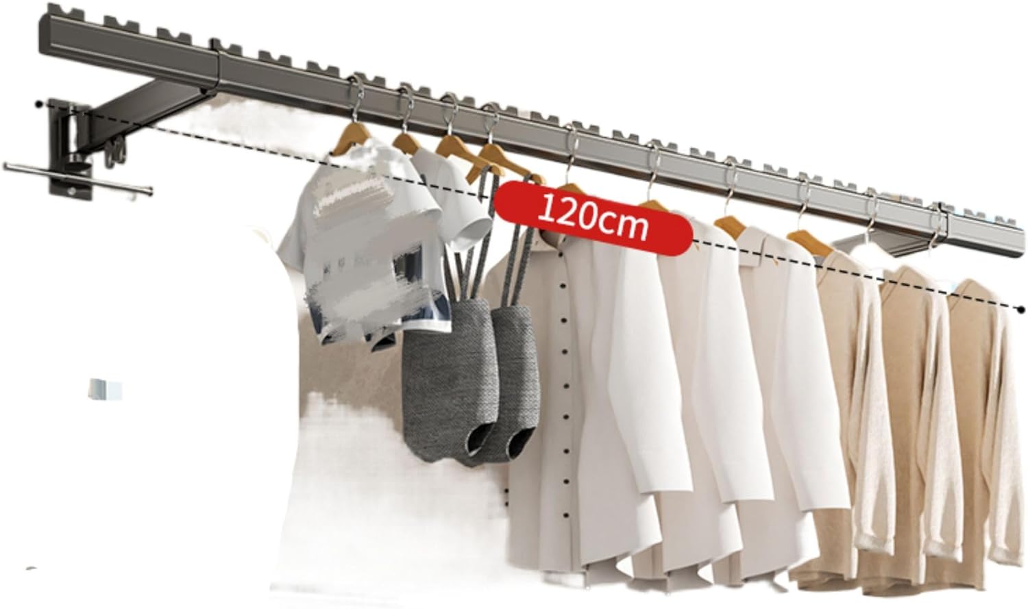 Kitchen Utensil Gadgets Kitchen Gadgets-904 侧装晾衣架墙上固定式晾衣杆阳台家用防风折叠壁挂侧面侧边晒衣杆
