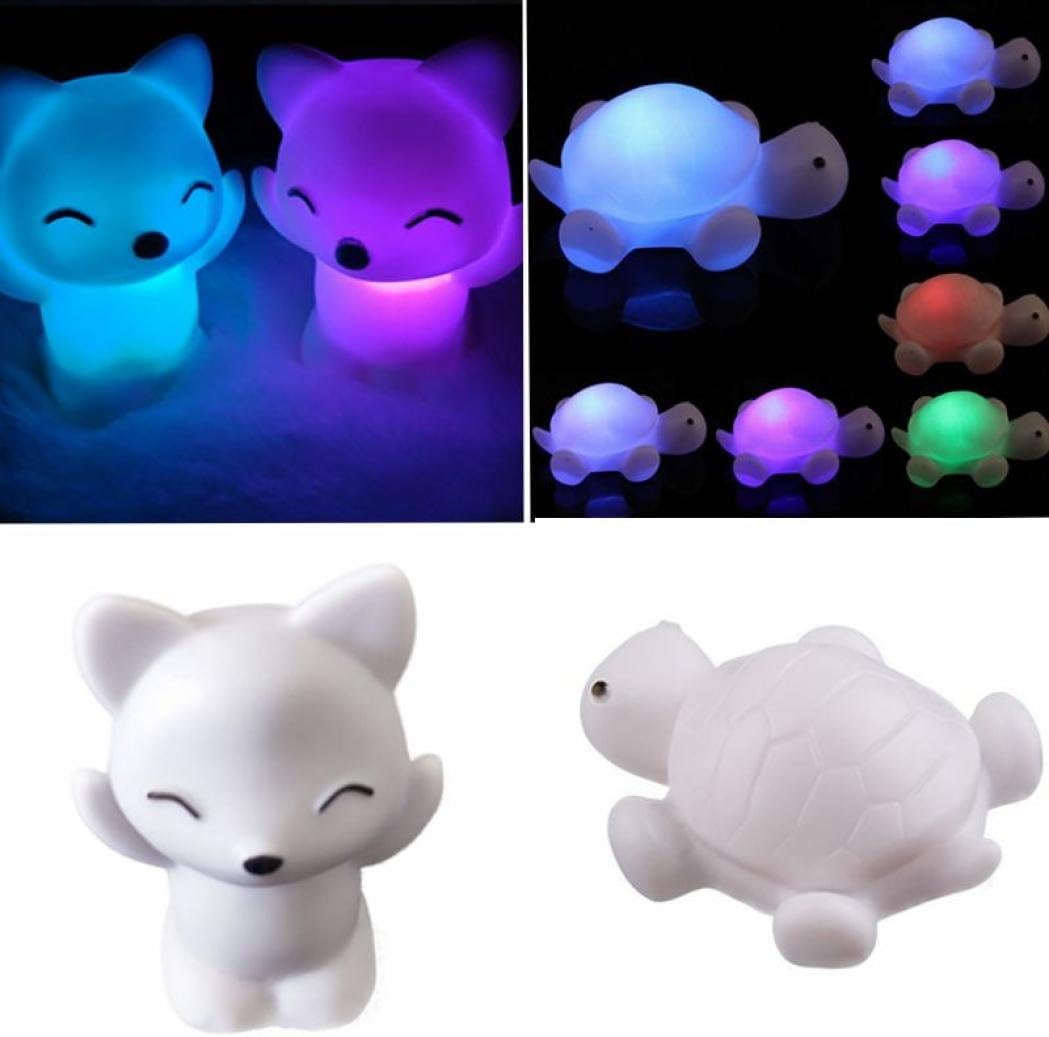 Dirance 7 Color Change Lovely Fox LED Night Light Bedside Lamp for Kids Bedroom Decor (White )