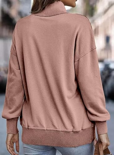 SHEWIN Womens Sweatshirt Casual Long Sleeve Lightweight Sweatshirts Loose Button V Neck Pullover Tops Fall Clothes for Women 2025,US 4-6(S),Pink