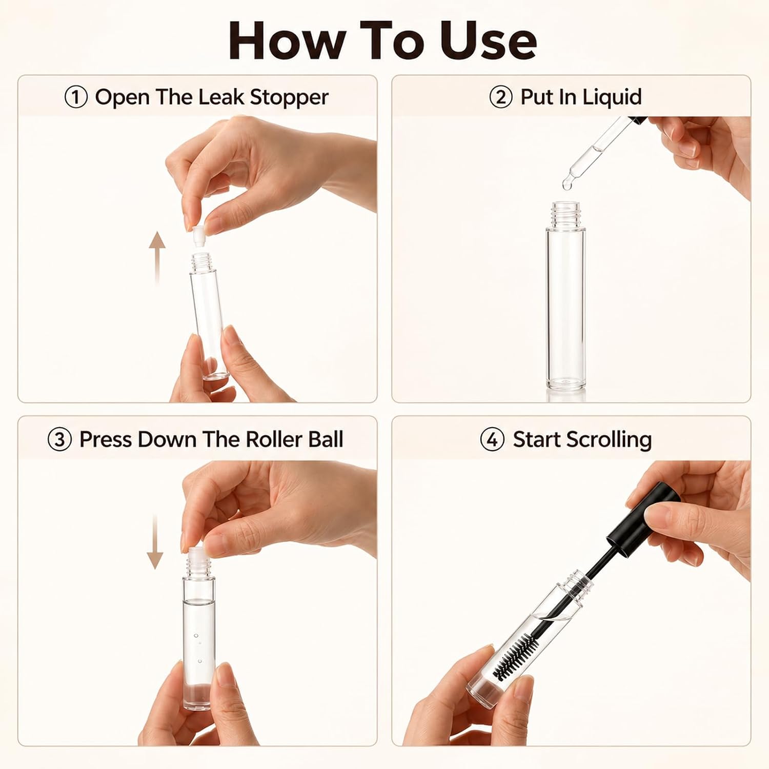 10Pcs Empty Mascara Tube with Wand 8 Eyeliner Bottle 2 Dropper