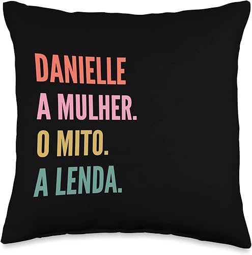 Miniatura 4 de Designs De Nomes Engraçados Para Mulher Funny Portuguese First Name Design-Danielle Throw Pillow 18x18 Multicolor