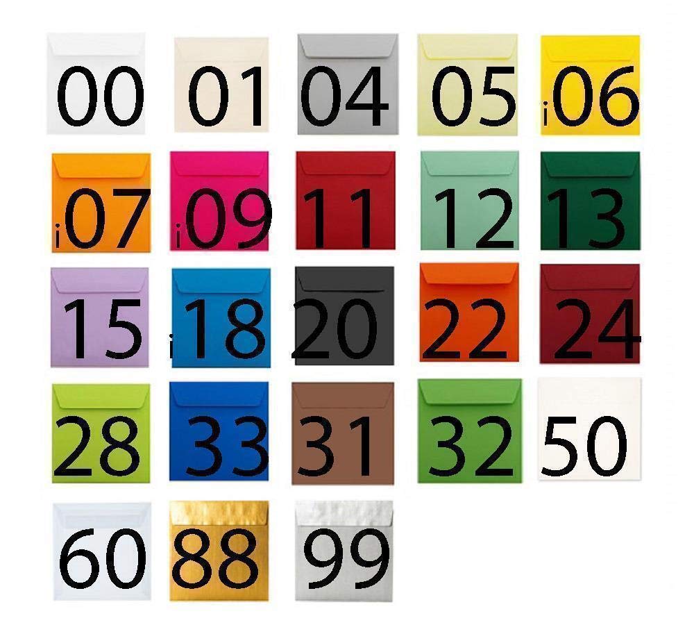 12 - Buste quadrate, 170 x 170 mm, in carta resistente, 120 g/m2, con chiusura adesiva, 100 pezzi, colore: Verde chiaro