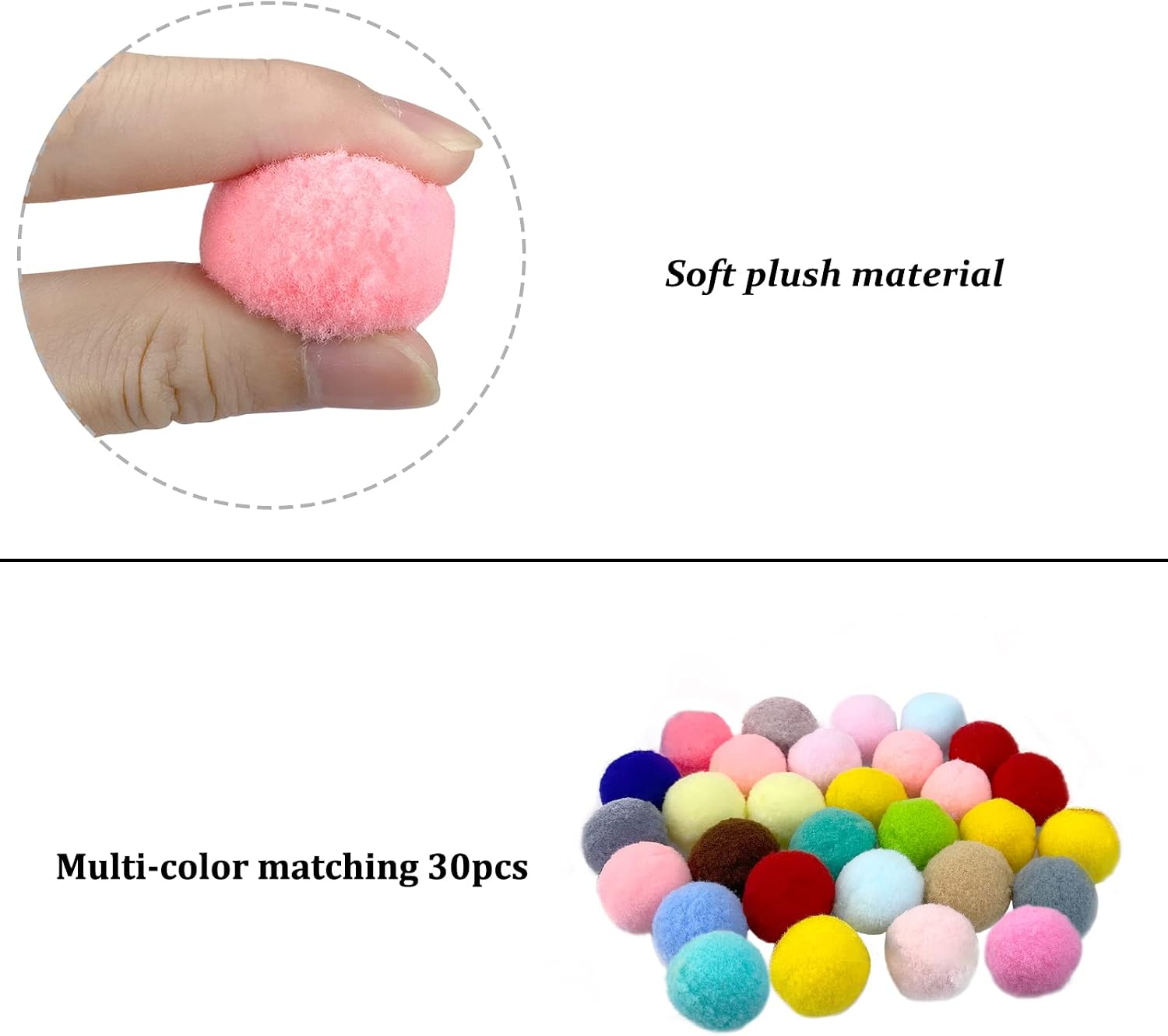 Andiker Cat Pompom Balls, 30pcs Cat's Ball Toys 1.2 Inches Colorful Kitten Pom Pom Balls Lightweight Indoor Kitten Interactive Playing Quiet Ball Cat Toys for Indoor Cats to Do More Exercise (2.5cm) image 5