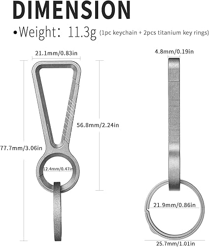 Miniatura 9 de Llavero con mosquetón de titanio, llavero de coche EDC resistente, ganchos de liberación rápida para hombre con llavero de titanio