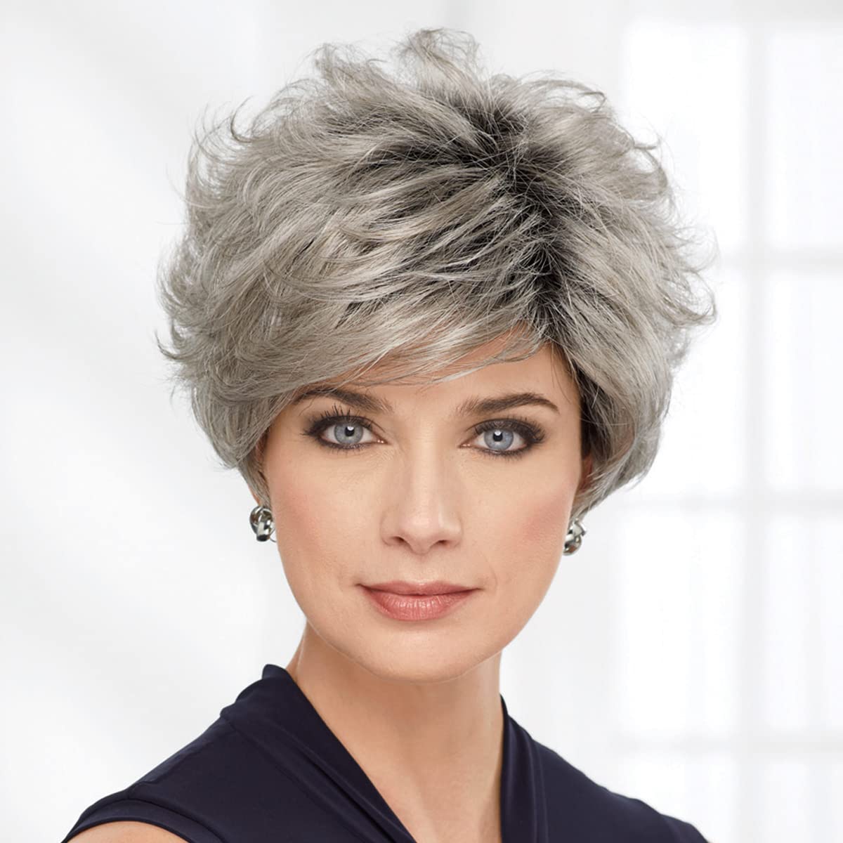 Paula Young Harlow Wig Voluminous Short Wig with Enviable Volume and Wavy Layers/Multi-Tonal Shades of Blonde, Silver, Brown and Red