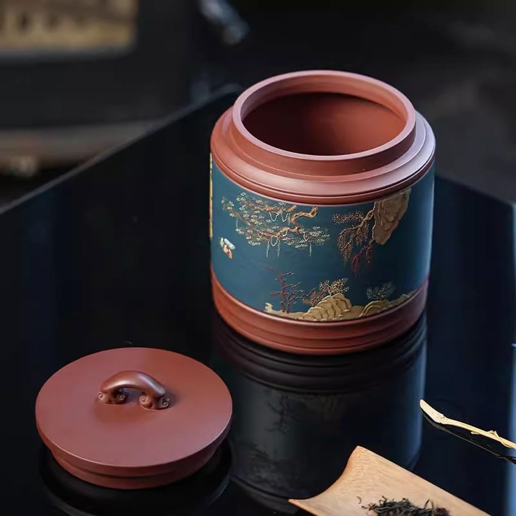 GUERNSEY Organizzatori e Stoccaggio del Tè Lattina da tè dipinta, lattina da tè sigillata in argilla viola, lattina da tè Pu'er da cucina, lattina da tè portatile Contenitori per Tè da Cucina