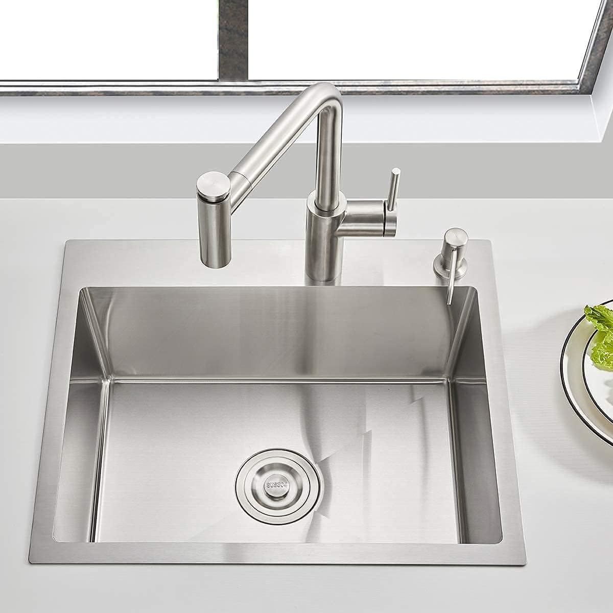 Buу 2 gеt 3 OUGOO 25 x 18 inch Drop-in Tight Radius 18 Gauge Stainless Steel Topmount Kitchen Sink Single Bowl