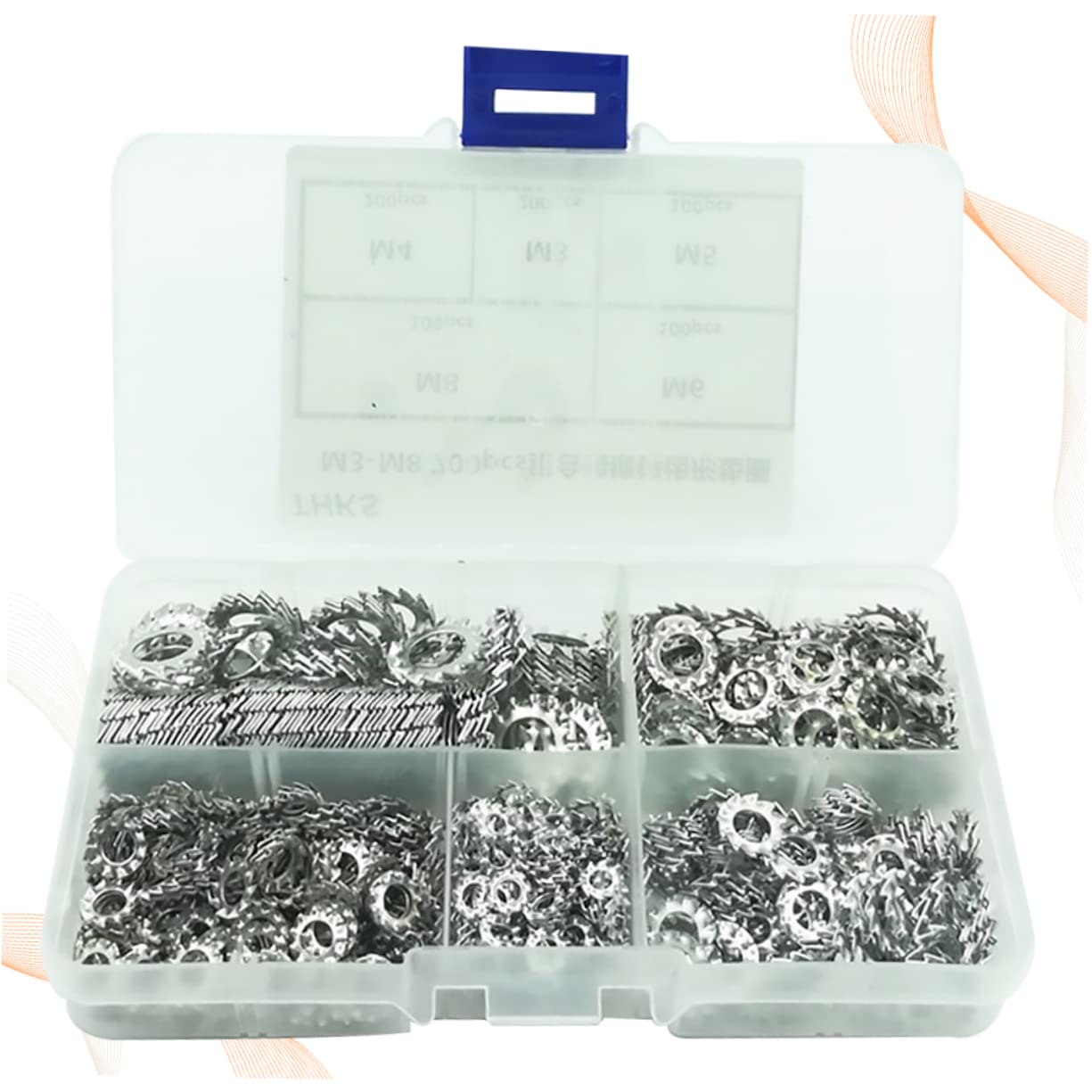 SOLUSTRE 2100stücke Galvanisierte Zähne Unterlegscheiben Externe Zahnscheiben Für Sumpfstecker Und Maschinen Praktischer Aufbewahrungsbox Für Elektrische Und Thermische Leitfähigkeit