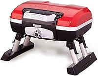 Cuisinart Petite Gourmet Portable Propane Gas Grill - 150 Sq In Cooking Area, 5500 BTU Burner, Folding Legs for Camping & Tailgating, Red