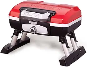 Cuisinart CGG-180T Portátil, 17,6 x 18,6 x 11,8 polegadas, churrasqueira a gás de mesa Petit Gourmet, vermelha