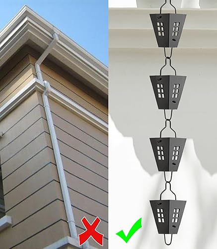 Miniatura 6 de EliteBloom Rain Chain Aluminium Alloy Square Rain Catcher Chain, Adjustable Gutter Rain Chain, Hanging Divert Water Downspout Chain for