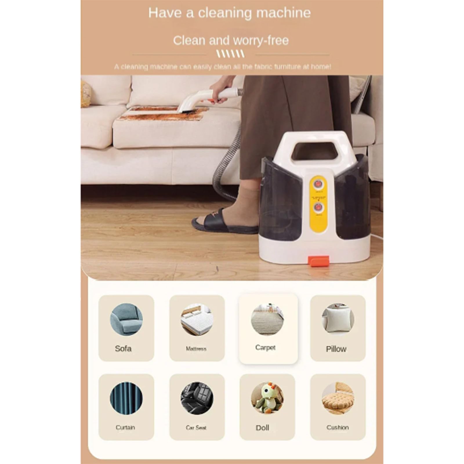 Máquina portátil de limpieza de telas, limpiador de sofás de mano multifuncional para sofás, alfombras, tapicería, pisos, colchones,550W