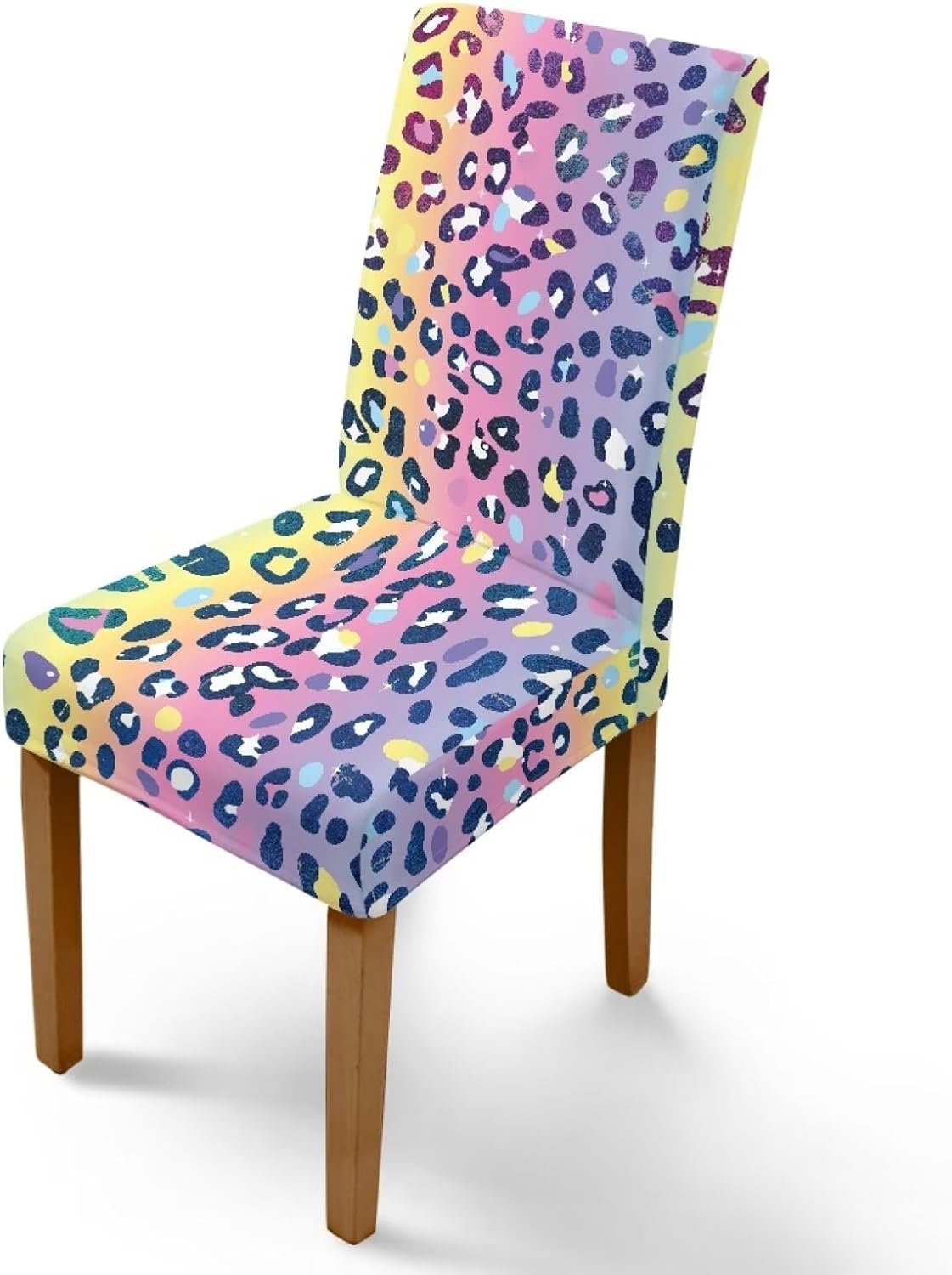 Pink Leopard Pattern Dining Room Chair Cover Wear-Resistan Dining Chair Slipcover Breathable Chair Protectors Covers for Kitchen,Wedding,Party-6 Pcs