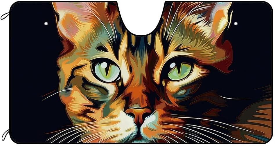 Bengal Burmese Cat Windshield Sunshade for Car Truck SUV Cute Pet Face Front Windows Sunshade Blocks UV Rays Sun Heat 51x26.8 Inch Style 1