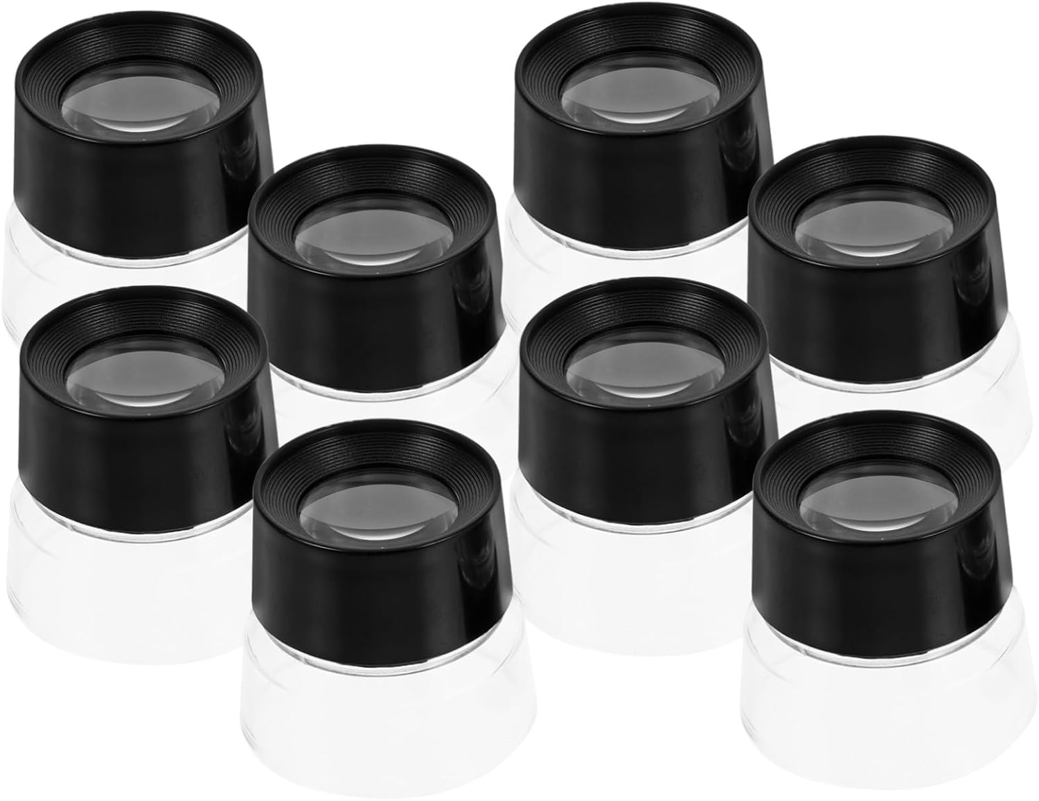 Lurrose 8pcs Jewelry Loupe Magnifier 10x Metal Optical Glass Lens Pre-Focused Stand Magnifiers for Jewelry Repair Coin Collecting and Desktop Use