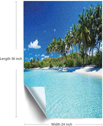 Miniatura 2 de Película de ventana del océano, película de adherencia estática, relajante, resort de playa, spa, palmeras y mar, exótica costa caribeña, tinte de
