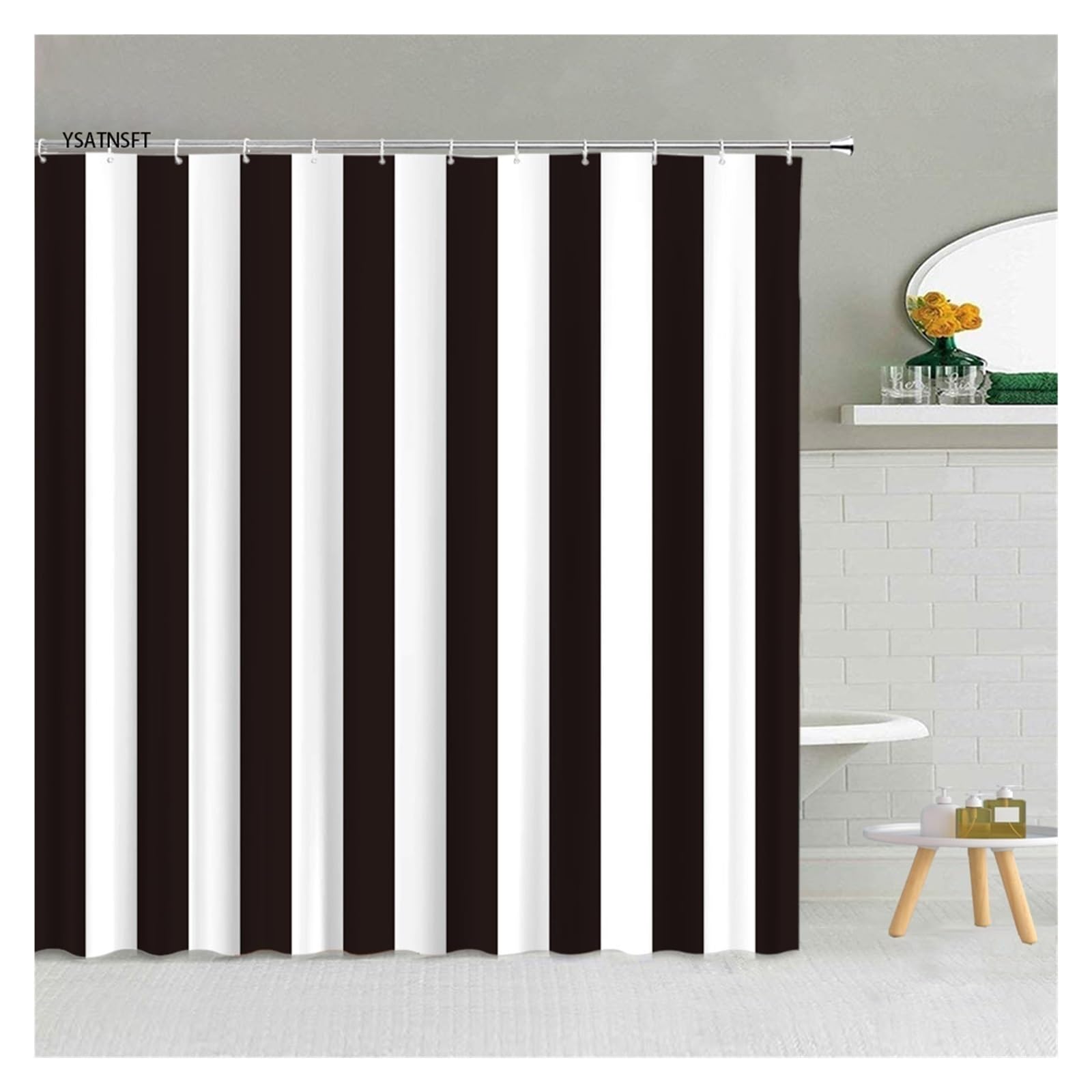 Rideau Douche Rideau de Douche Simple, Noir et Blanc, Motif de gouttelettes d'eau, en Tissu Polyester, for Salle de Bain, Suspendu, décoration de Maison(2226J,300x180cm-118x70in)