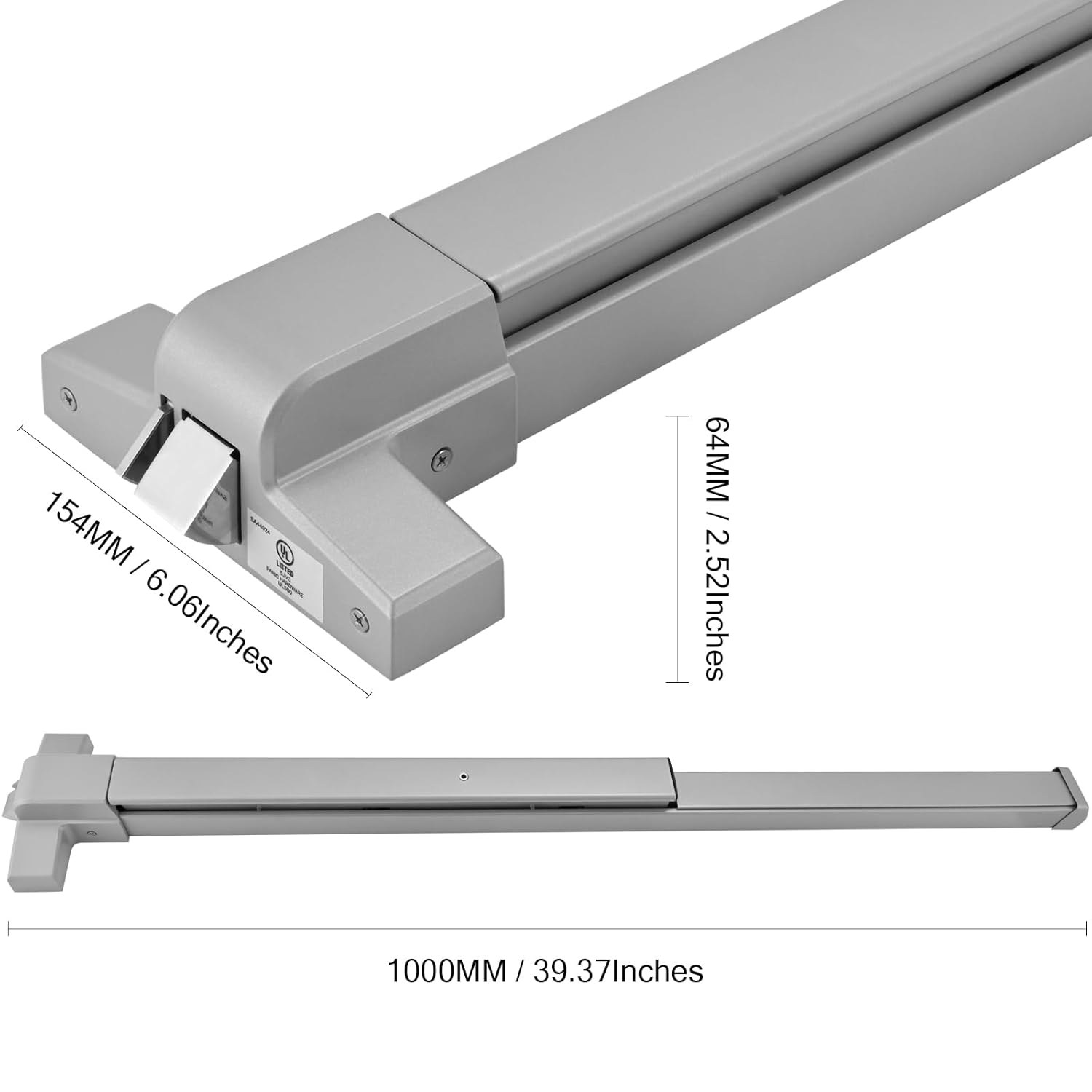 Commercial Panic Exit Device with Lever Handle – UL 500 & ANSI Grade 1 Certified, Heavy-Duty Aluminum Push Bar for 28–36” Emergency Exit Doors, Reversible for Left/Right (UL500-with Handle)