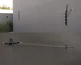 Varal de parede/muro com mão francesa preto com Aço