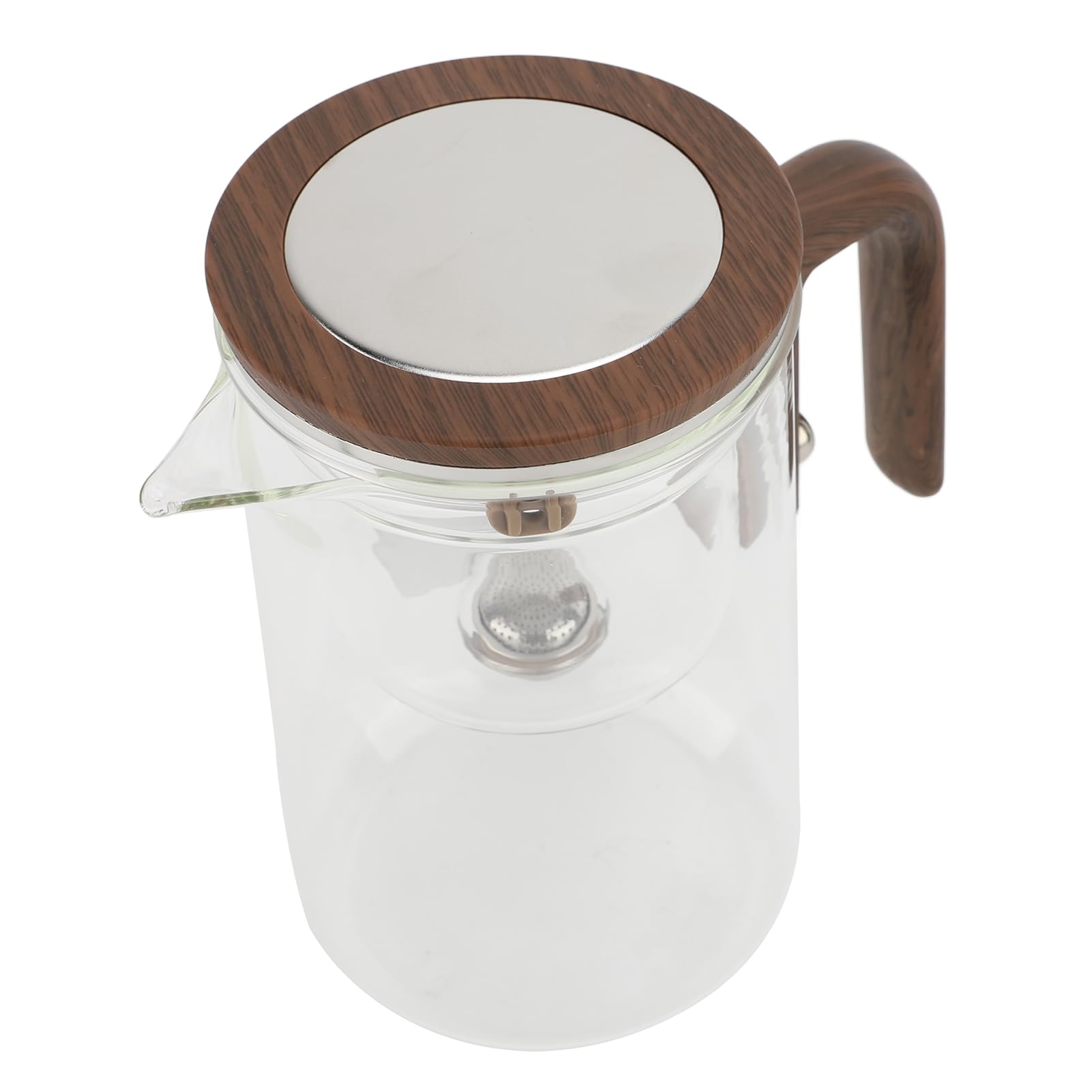 AMONIDA Szklany Czajniczek z Zaparzaczem, Przezroczysty Czajnik do Herbaty o Pojemności 600 Ml, Zaparzacz do Herbaty ze Stali Nierdzewnej z drewnianą rączką, Idealny Domu, Biura i Restauracji