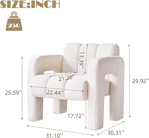 Miniatura 2 de Yoglad Silla decorativa con brazos para sala de estar, dormitorio y oficina, cómodo y elegante sillón tapizado de tela de peluche azul marino para